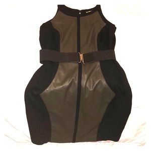 Gianni Bini green paneled pleather dress.